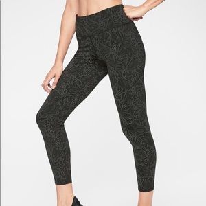Athleta Black Contender Reflective 7/8 Tights